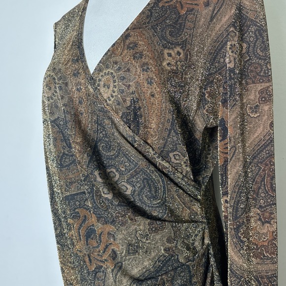 Carlisle VTG 90s Sparkle Top 12‎ Paisley Metallic Holiday Party Cocktail Glam - Picture 2 of 7